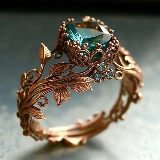 Anillo de cristal verde naturaleza