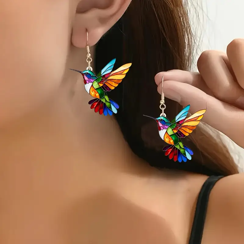 Pendientes de Colibrí Colorido