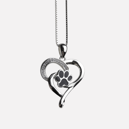 Collar de Infinito en Acero Inoxidable con Corazón y Pata