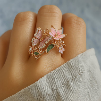 Anillo de Mariposa Brillante con Circonita Naturaleza