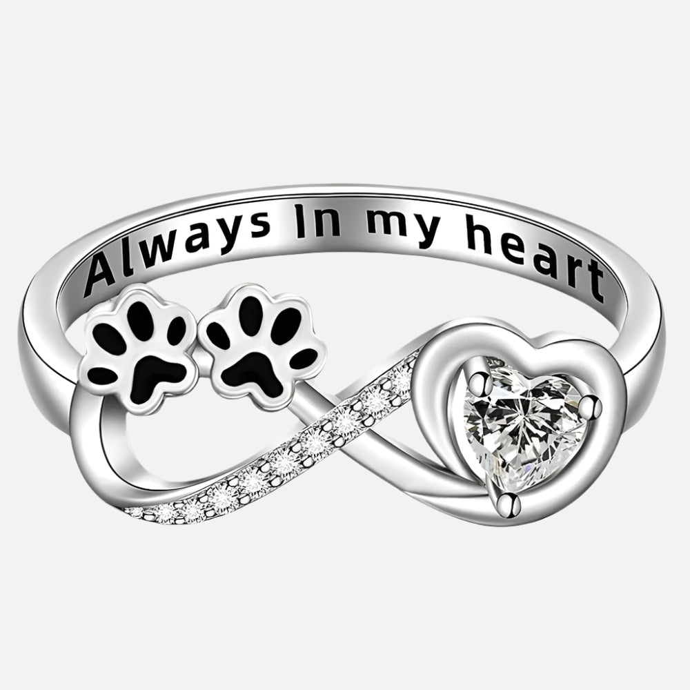 Anillo de Pata con Zirconia, Diseño de Corazón e Infinito