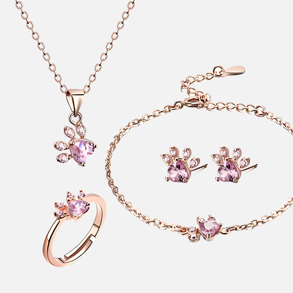 Set de Joyería de Pata en Oro Rosa