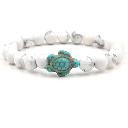 Pulseras de Tortuga con Cuentas de Piedra Natural Únicas