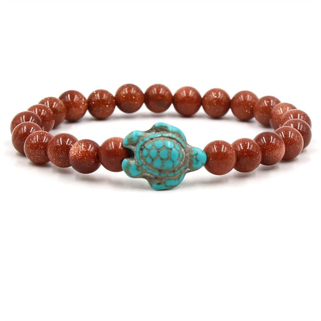 Pulseras de Tortuga con Cuentas de Piedra Natural Únicas