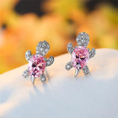 Pendientes de Tortuga Marina en Zirconio y Plata