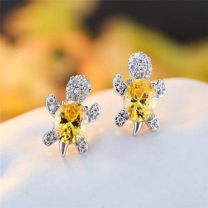 Pendientes de Tortuga Marina en Zirconio y Plata