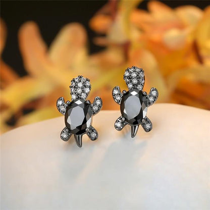 Pendientes de Tortuga Marina en Zirconio y Plata