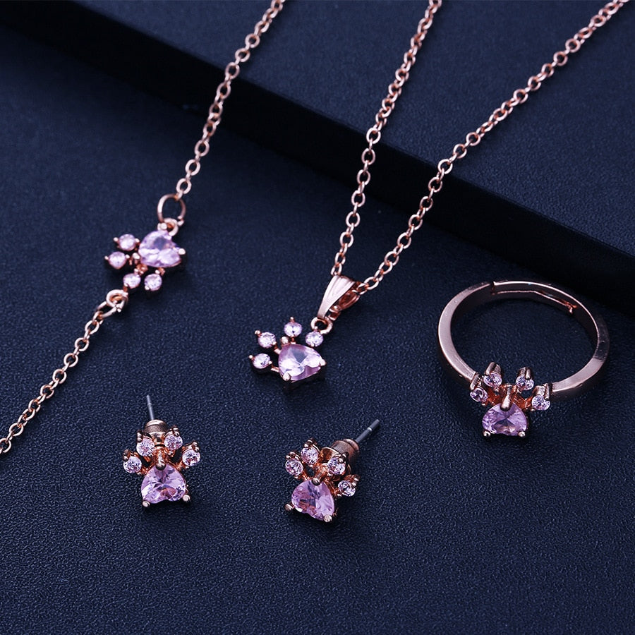 Set de Joyería de Pata en Oro Rosa