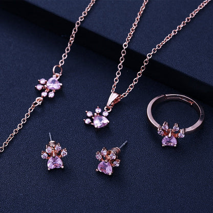 Set de Joyería de Pata en Oro Rosa