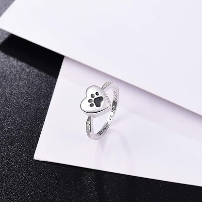 Anillo Urna de Corazón y Huella de Pata