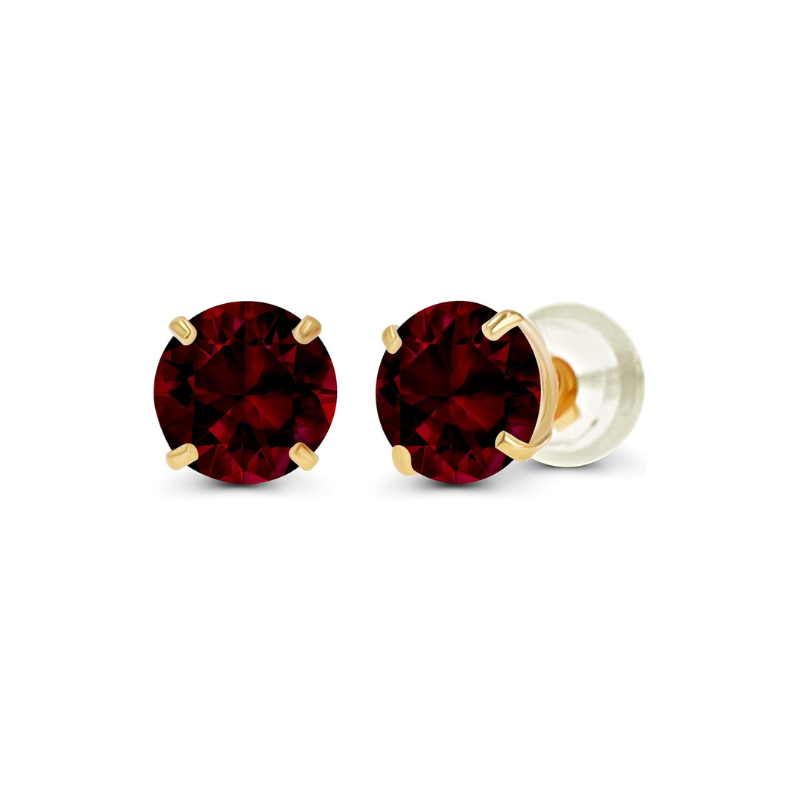 Aretes Stud Redondos de Rubí | Oro