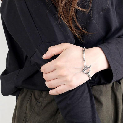 Pulsera de Eslabones T-Bar | Oro Blanco