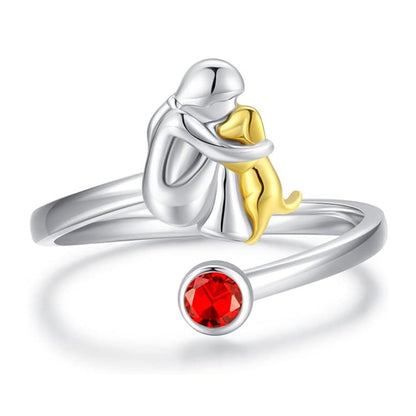 Anillo de Perro y Niña en Plata de Ley